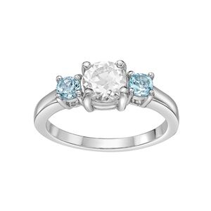 Sterling Silver Blue & White Topaz Ring